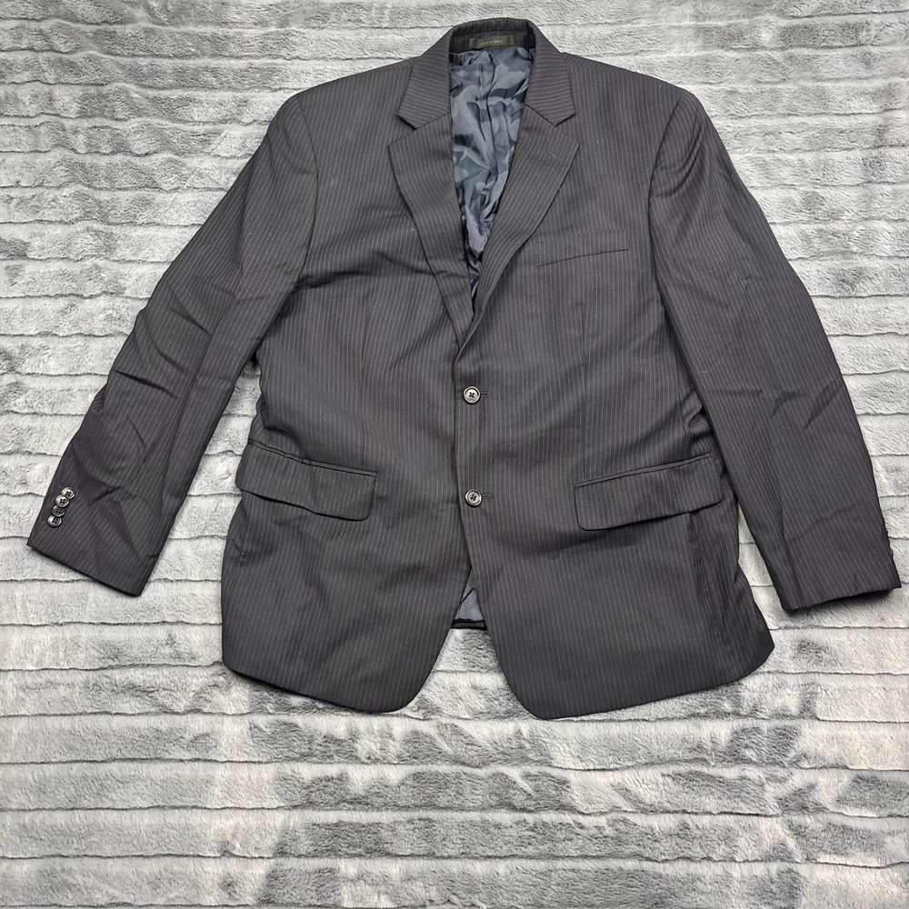 Michael Michael Kors Mens 42S Pinstripe Wool Blend 2-Button Suit Jacket Charcoal